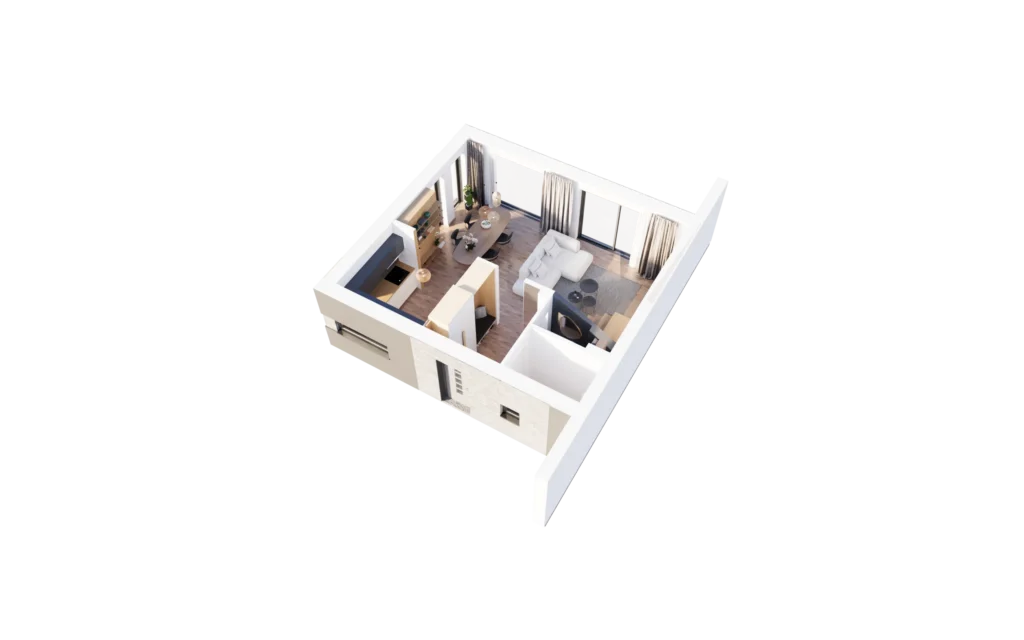 Wizualizacja 3D parteru domu typu A